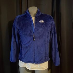 The north face women’s large blue zip up jacket fleece